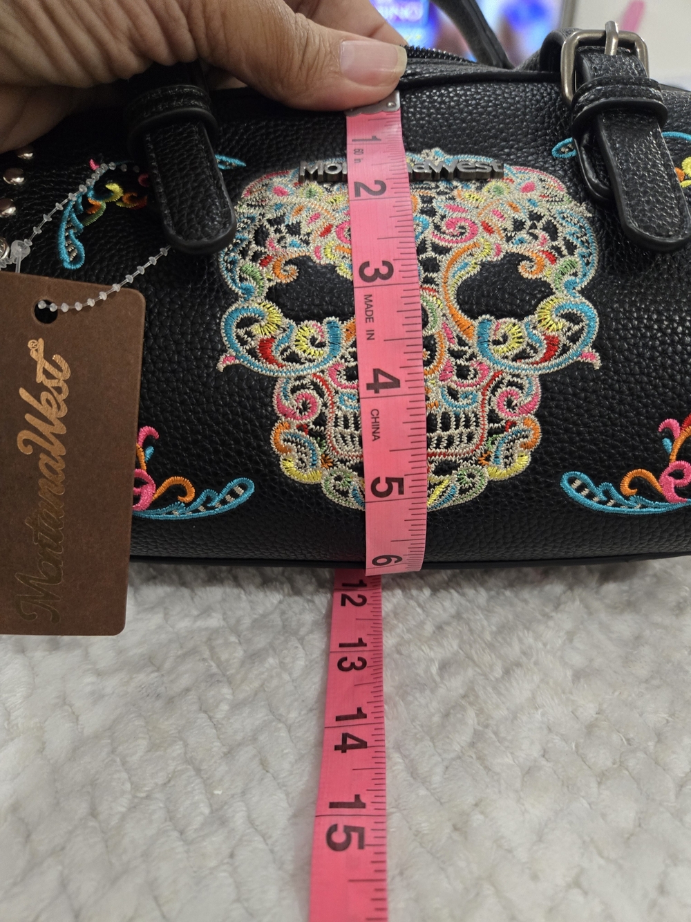 Montana West Sugar Skull Embroidered Satchel Crossbody NWT - Picture 11 of 13